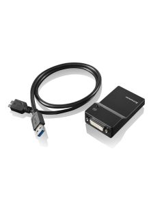 Lenovo USB 3.0 - DVI/VGA USB grafische adapter 2048 x 1152 Pixels Zwart