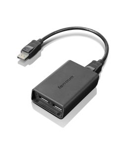 Lenovo DisplayPort to Dual-DisplayPort Monitor Cable USB A Zwart