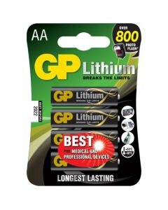 GP AA lithium batteri 1.5V, 15LF-2U4, 4-pak