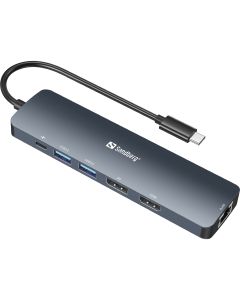 Sandberg 136-43 laptop dock & poortreplicator USB 3.2 Gen 1 (3.1 Gen 1) Type-C Grijs
