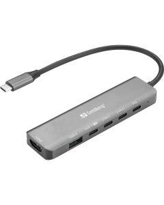 Sandberg 136-77 laptop dock & poortreplicator Bedraad USB 3.2 Gen 1 (3.1 Gen 1) Type-C Grijs