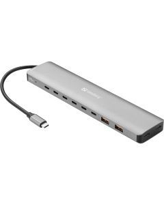 Sandberg 136-80 laptop dock & poortreplicator Bedraad USB 3.2 Gen 2 (3.1 Gen 2) Type-C Grijs