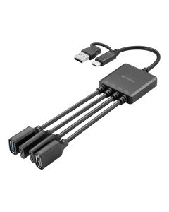 Sandberg 136-81 interface hub USB 3.2 Gen 1 (3.1 Gen 1) Type-A + Type-C 5000 Mbit/s Zwart