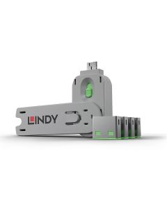 Lindy 40451 poortblokker Poortblokker + sleutel USB Type-A Groen Acrylonitrielbutadieenstyreen (ABS) 5 stuk(s)
