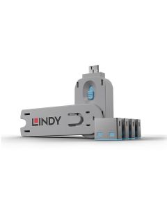 Lindy 40452 poortblokker Poortblokker + sleutel USB Type-A Blauw Acrylonitrielbutadieenstyreen (ABS) 5 stuk(s)
