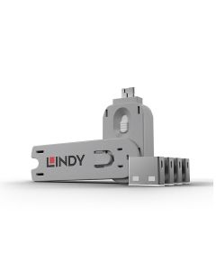Lindy 40454 poortblokker Poortblokker + sleutel USB Type-A Wit Acrylonitrielbutadieenstyreen (ABS) 5 stuk(s)