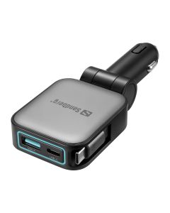 Sandberg 441-82 oplader voor mobiele apparatuur Smartphone, Tablet, Universeel Donkergrijs Sigarettenaansteker Snel opladen Auto