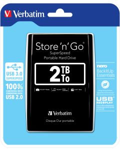 Verbatim Draagbare vaste Store 'n' Go-schijf met USB 3.0 van 2 TB Black
