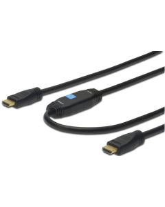 Digitus HDMI High Speed connection cable, type A, w/ amp. M/M, 40.0m, Full HD, CE, gold, bl