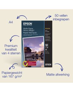 Epson A4 Matte Paper 167 g/m2, 50 vellen