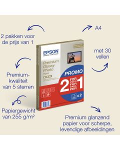 Epson A4 Premium Glossy Photo Paper, 255 g/m2, 30 vellen
