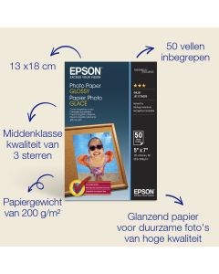 Epson Glossy Photo Paper (130 x 180 mm), 200 g/m2, 50 vellen