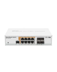 MikroTik 8x Gigabit Ethernet Smart Switch with PoE-out, 4x SFP cages, 400MHz CPU, 128MB RAM, desktop case, RouterOS L5