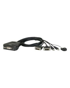 ATEN 2-poorts USB DVI-kabel KVM-switch met externe poortselectieschakelaar