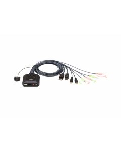 ATEN 2-poorts USB DisplayPort-kabel KVM-switch met externe poortselectieschakelaar
