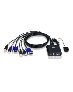 ATEN 2-Poorts USB VGA-kabel KVM-switch met externe poortselectieschakelaar