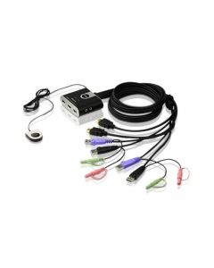 ATEN 2-poorts USB HDMI-/audiokabel KVM-switch met externe poortselectieschakelaar