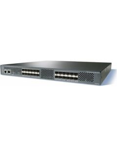 Cisco MDS 9124 24-Port Fabric Switch with 16 4-Gbps active ports, VSANs, PortChannels, and Cisco DCNM for SAN Essentials Edition with one AC Power Supply. Option to order 16 SW SFPs and second PS with unit SFPs with unit, configure-to-order (CTO)
