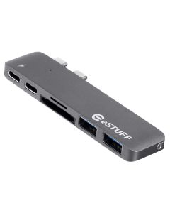eSTUFF ES84122-GREY interface hub USB 3.2 Gen 1 (3.1 Gen 1) Type-C 5000 Mbit/s Grijs