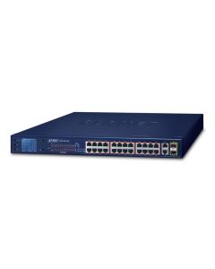 Planet 24-Port 10/100TX 802.3at PoE + 2-Port Gigabit TP + 2-Port SFP Ethernet Switch with LCD PoE Monitor