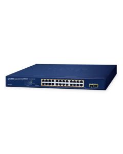 Planet 24 Port 10/100/1000T 802.3at PoE, 2 Port 1000X SFP, 52 Gbps, 38.6 Mpps, 2.85 kg