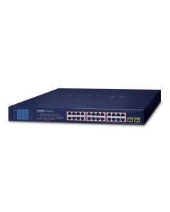Planet 24-Port 10/100/1000T 802.3at PoE + 2-Port Gigabit SFP Ethernet Switch with LCD PoE Monitor