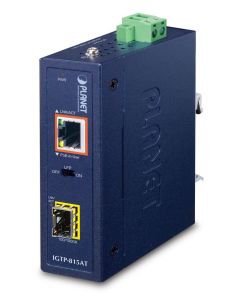 Planet Industrial Compact 100/1000BASE-X to 10/100/1000BASE-T 802.3at PoE+ Media Converter