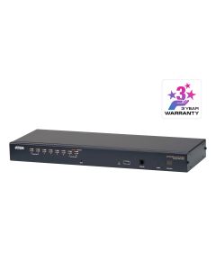 ATEN 1-Lokale/externe gedeelde toegang, 8-poorts Cat 5 KVM over IP-switch met poort serieschakeling