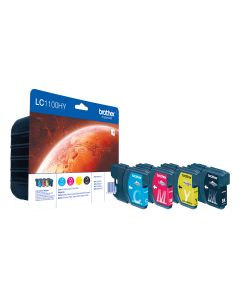 Brother LC1100HYVALBPDR inktcartridge 4 stuk(s) Origineel Zwart, Cyaan, Magenta, Geel
