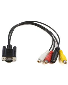 Microconnect MONGGSV video kabel adapter 0,2 m VGA (D-Sub) RCA + S-Video Zwart