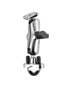 RAM Mounts RAM Chrome Handlebar U-Bolt Mount with Double Socket Arm