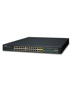 Planet Layer 3 24-Port 10/100/1000T 802.3at PoE + 4-Port 10G SFP+ Stackable Managed Switch