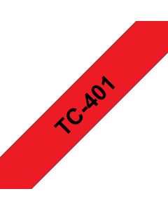 Brother TC-401 labelprinter-tape Zwart op rood