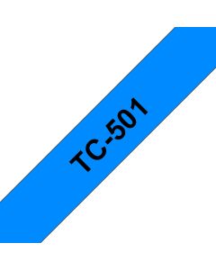 Brother TC-501 labelprinter-tape Zwart op blauw