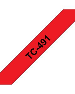 Brother TC-491 labelprinter-tape Zwart op rood