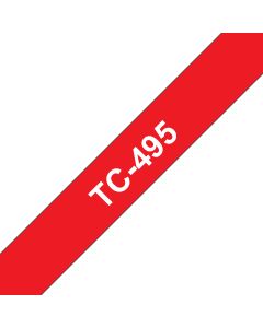 Brother TC-495 labelprinter-tape Wit op rood