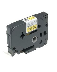 Brother Gloss Laminated Labelling Tape - 12mm, Black/Yellow labelprinter-tape TZ