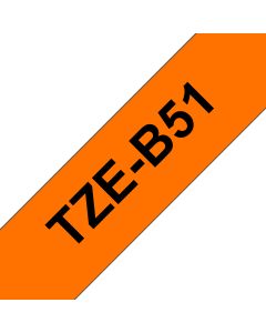 Brother TZE-B51 labelprinter-tape Zwart op fluorescerend oranje