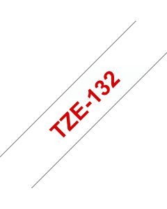 Brother TZE-132 labelprinter-tape Rood op transparant