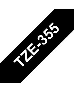 Brother TZE-355 labelprinter-tape Wit op zwart