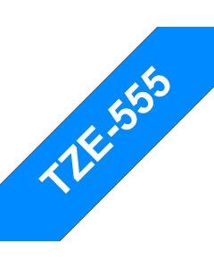 Brother TZE-555 labelprinter-tape Wit op blauw