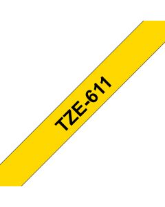 Brother TZE-611 labelprinter-tape Zwart op geel
