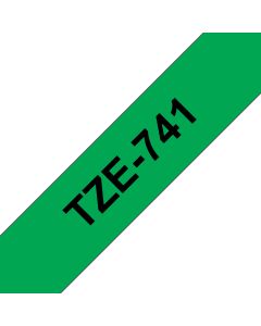 Brother TZE-741 labelprinter-tape Zwart op groen TZ