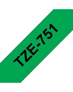 Brother TZE-751 labelprinter-tape Zwart op groen