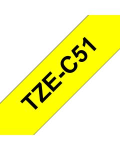 Brother TZE-C51 labelprinter-tape Zwart op fluorescerend geel