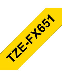 Brother TZE-FX651 labelprinter-tape Zwart op geel TZ
