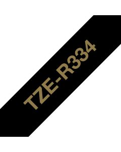 Brother TZE-R334 labelprinter-tape Goud op zwart