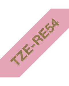 Brother TZE-RE54 labelprinter-tape Goud op roze