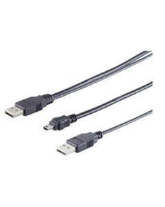 Microconnect USBAAB06 USB-kabel USB 2.0 0,5 m Mini-USB B USB A Zwart
