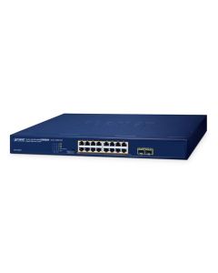 Planet 16-Port 10/100/1000T 802.3at PoE + 2-Port 1000X SFP Gigabit Ethernet Switch